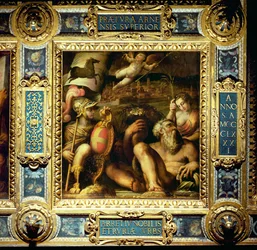 Alegoria da cidade de Arezzo, a partir do teto do Salone dei Cinquecento, 1565 (painel)